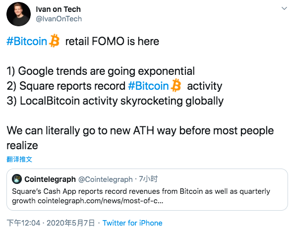 观点:谷歌趋势、Square报告和LocalBitcoin活动激增显示比特币FOMO情绪 观点:谷歌趋势、Square报告和LocalBitcoin活动激增显示比特币FOMO情绪