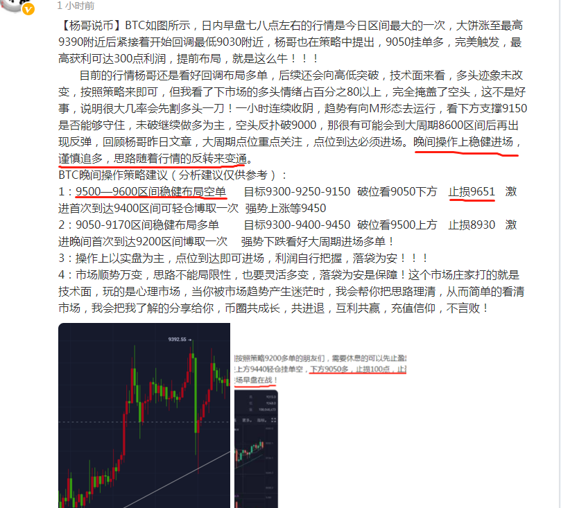 【杨哥说币】晚间策略9600下方布局空单多头冲高虚破，空单完美获利，多空来回套利