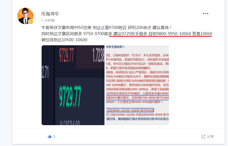 币海寻牛：BTC日内多空获利400点