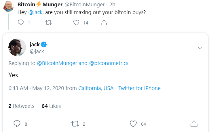 Twitter CEO:仍在尽最大努力购买比特币 Twitter CEO:仍在尽最大努力购买比特币