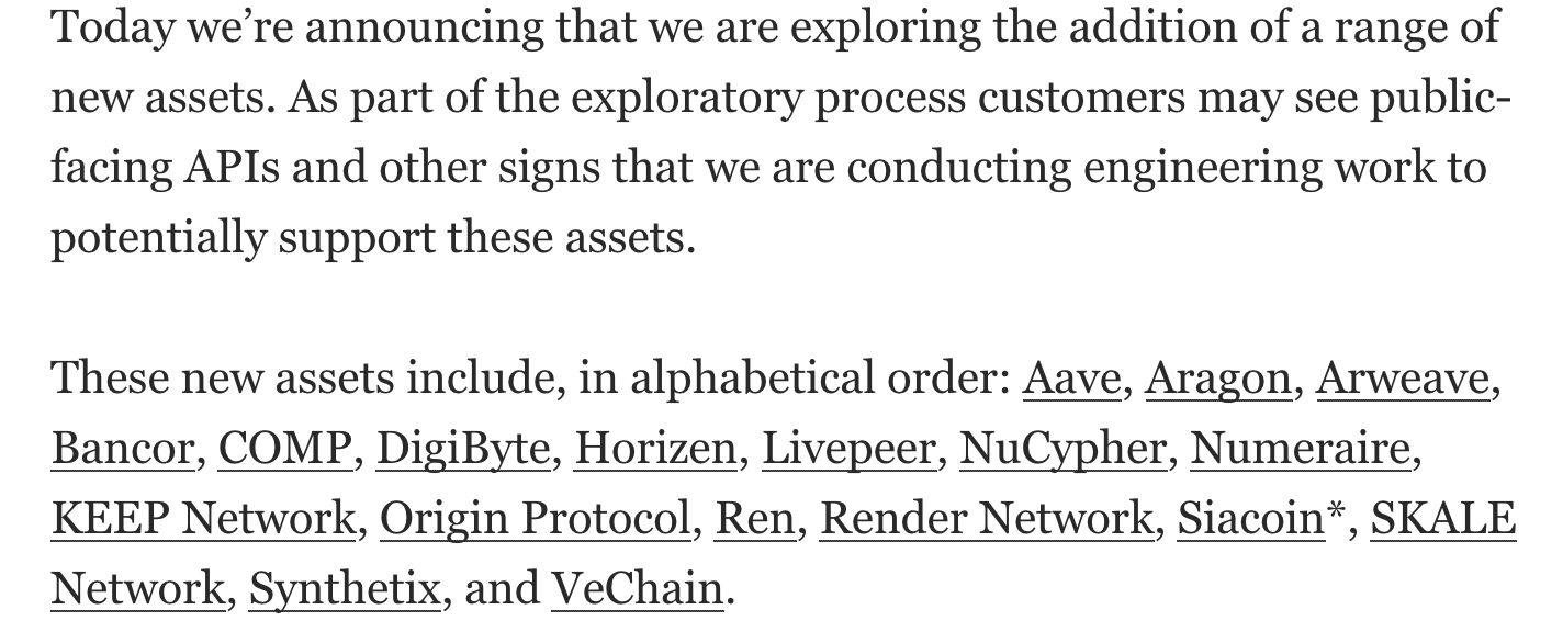 火星一线|美国合规交易所coinbase或将推出阿拉贡等18种加密货币1