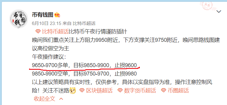 币有钱图：凌晨插针行情你上车了没？今日BTC能继续破万？