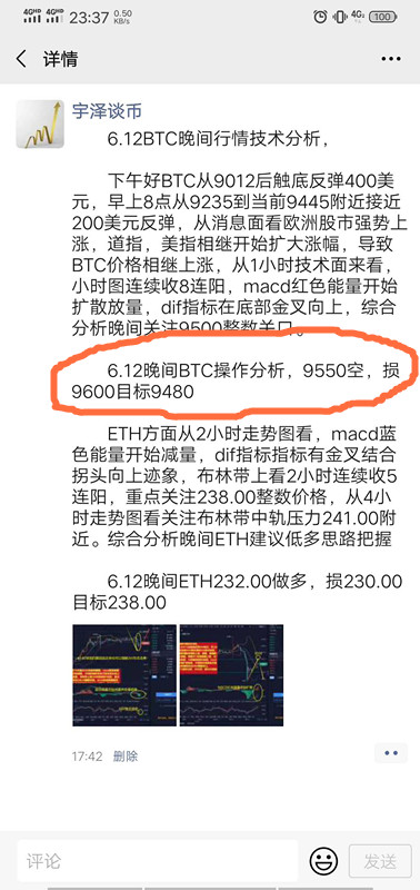 宇泽谈币：6.12 BTC 晚间短线操作一波 止盈出局1