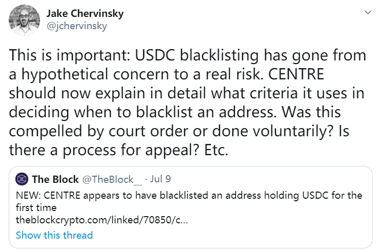 拥有100,000 USDC的地址被列入黑名单，重新点燃DeFi集中化？1