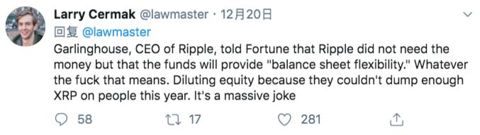 Twitter精选 | 瑞波融资2亿美元竟是因为散户不接XRP的盘？大咖互怼5
