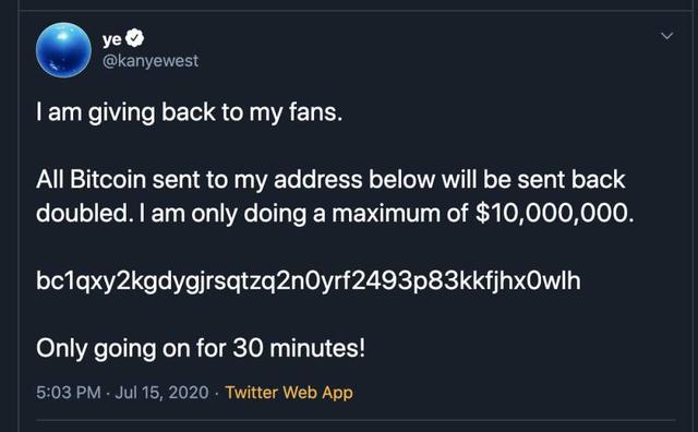 美国大批名人推特账户被黑 发送比特币诈骗链接8